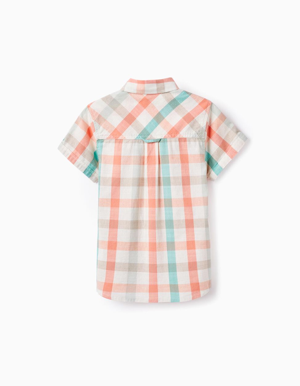 Buy Online Checked Shirt in Cotton for Boys 'B&S', Aqua Green/Coral