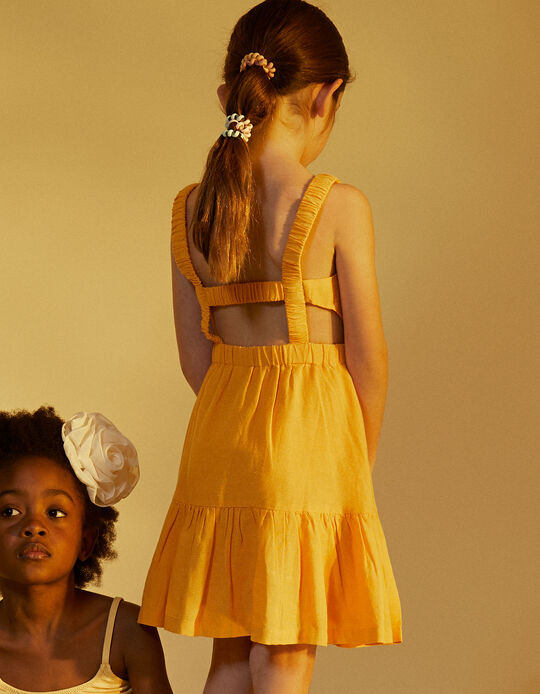 Comprar Online Vestido em Mistura de Linho para Menina, Amarelo