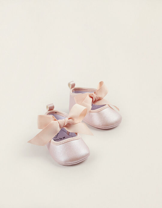 Bow Ballerina Flats for Newborn Girls, Pink