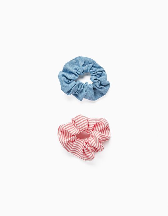 2 Scrunchies for Babies and Girls, Blue/Red