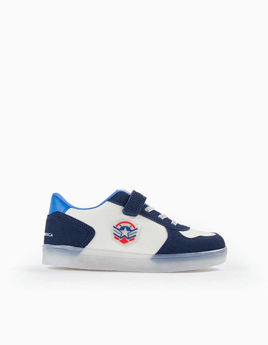 Trainers with Lights for Boys 'Captain America', White/Dark Blue