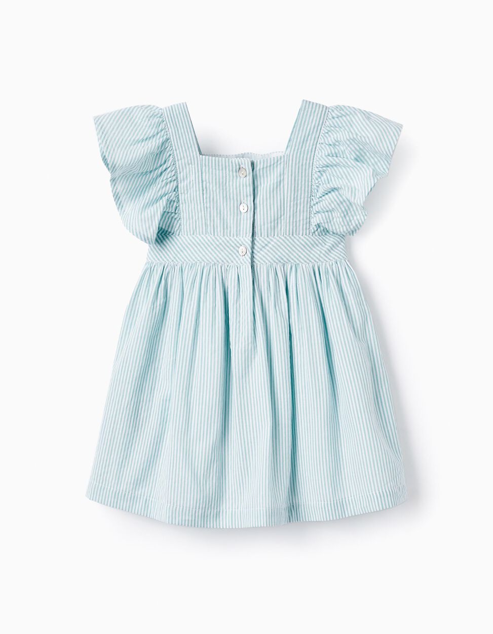 Comprar Online Vestido às Riscas e com Folhos para Bebé Menina 'B&S', Verde/Branco