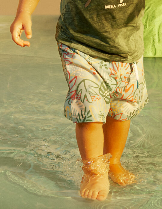 Buy Online UPF 80 Swim Shorts with Pattern for Baby Boys, Aqua Green