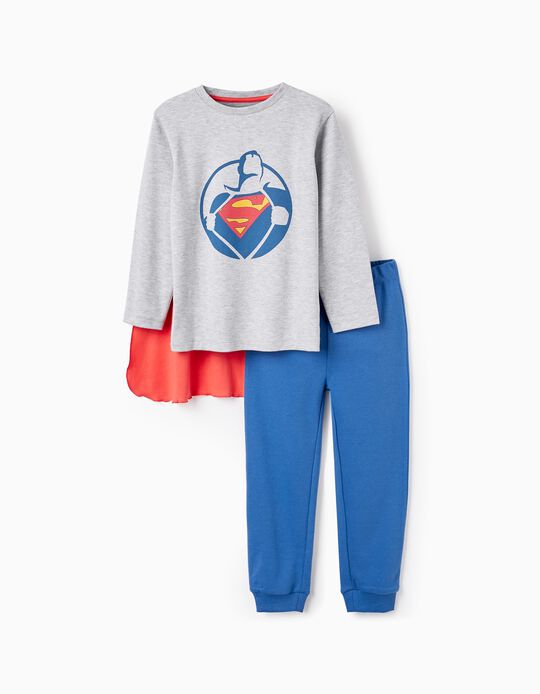 Pyjama with Cape for Boys 'Superman', Grey/Blue/Red