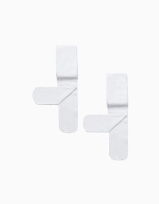 Comprar Online Pack 2 Collants de Microfibra para Bébé Menina Den 40, Branco
