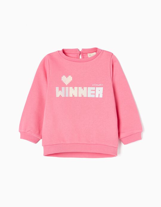 Cotton Sweatshirt for Baby Girls 'Princess', Pink