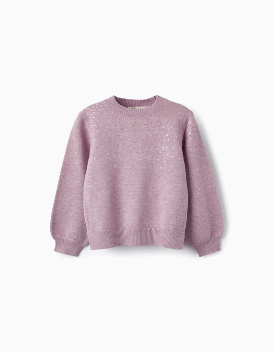Knitted Sequin Jumper for Girls, Pink
