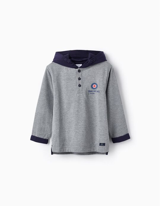 Piqué Jumper with Hood for Boys, Gray