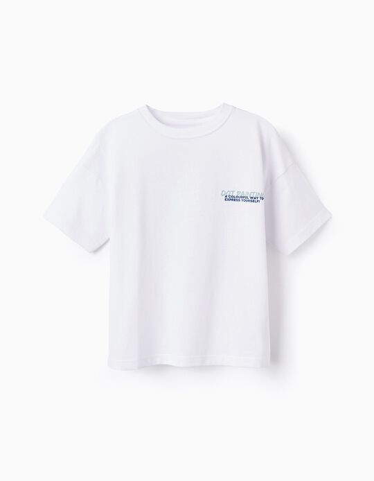 T-shirt avec Imprimé dans le Dos pour Garçon 'Tortue', Blanc
