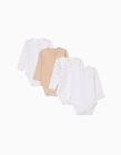 4 Bodysuits for Babies, 'Sheep', White/Beige