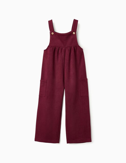 Buy Online Wide Leg Velour Jumpsuit for Girls, Burgundy