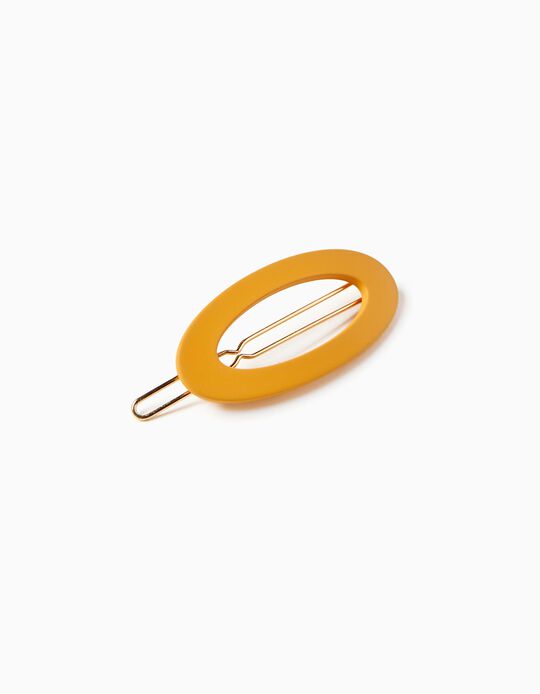 Oval Hair Slide for Babies and Girls, Camel