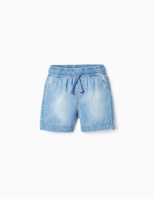 Shorts in Cotton Denim for Baby Boys, Blue