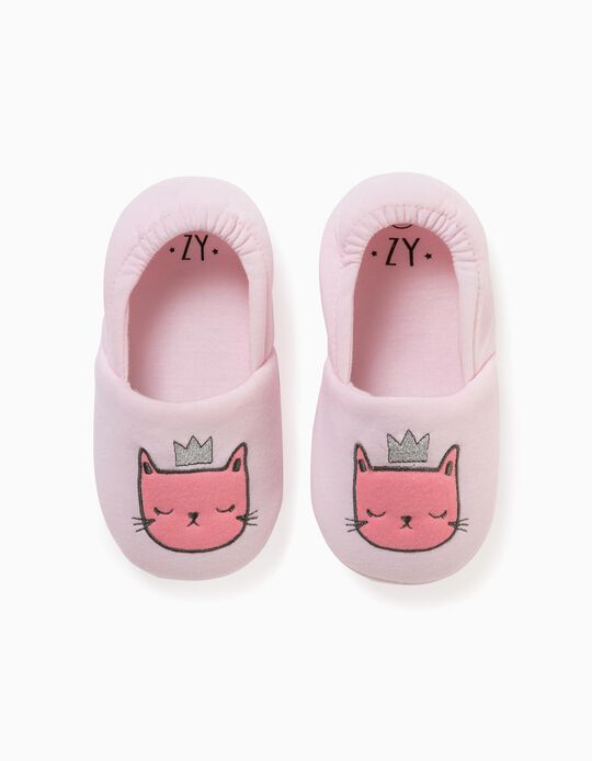 Slippers for Girls, 'Queen Cat', Pink