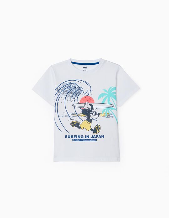 T-Shirt para Menino 'Mickey in Japan', Branco