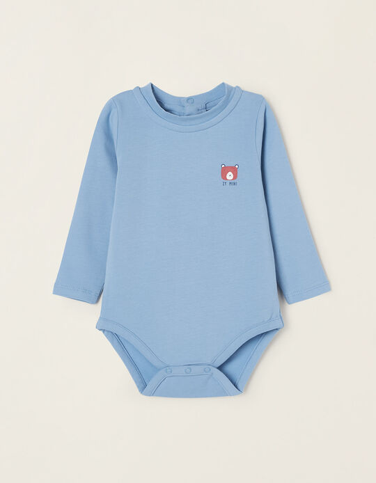 Long Sleeve Cotton Bodysuit for Newborn Baby Boys, Blue