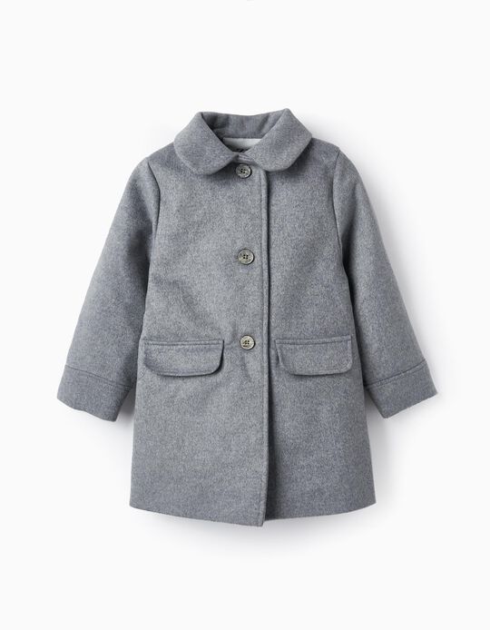 Woolen Overcoat for Girls, Grey