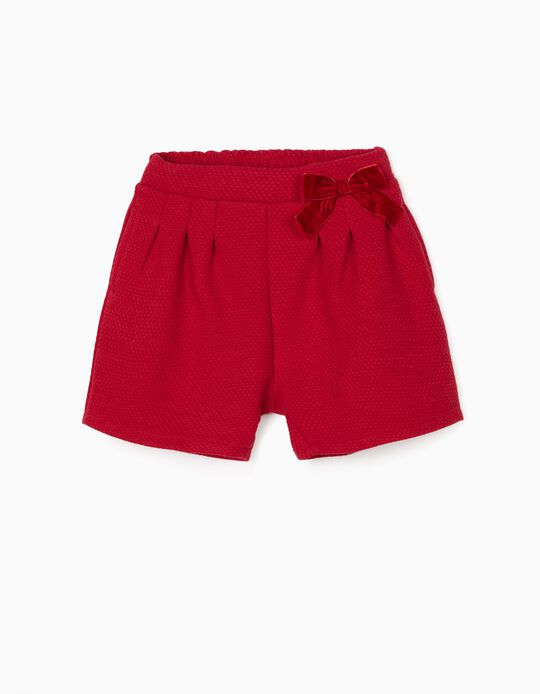 Knitted Shorts for Girls, Red