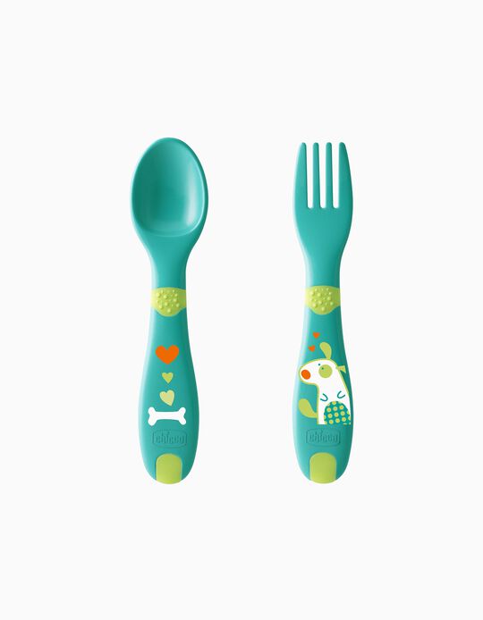 Spoon & Fork Set Green 12M+ Chicco