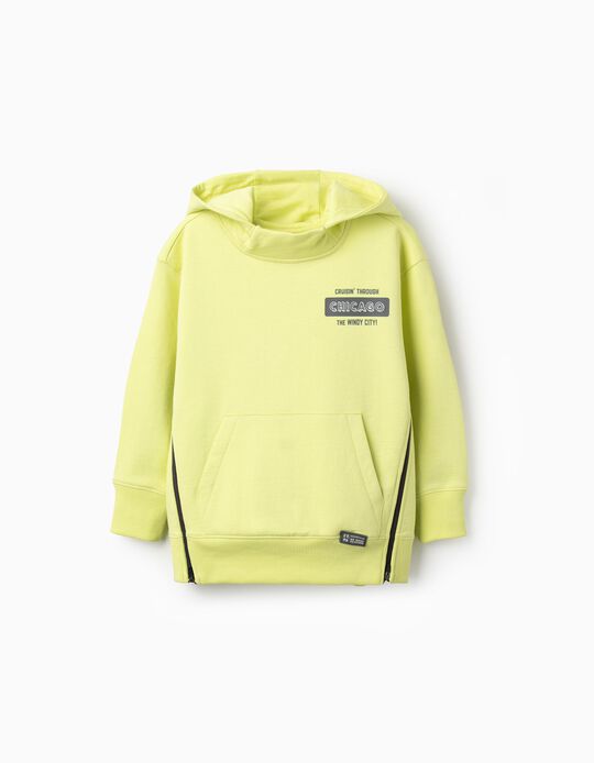 Acheter en ligne Sweat en Coton pour Garçon 'Chicago', Jaune Fluorescent