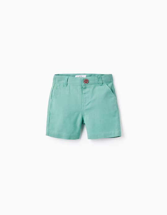 Comprar Online Pantalones cortos con Lino para Bebé Niño 'B&S', Verde