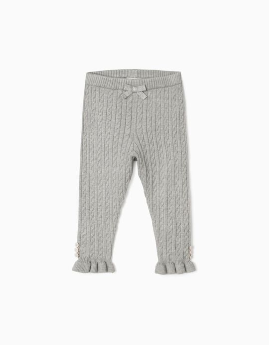 Knit Trousers for Baby Girls, Grey
