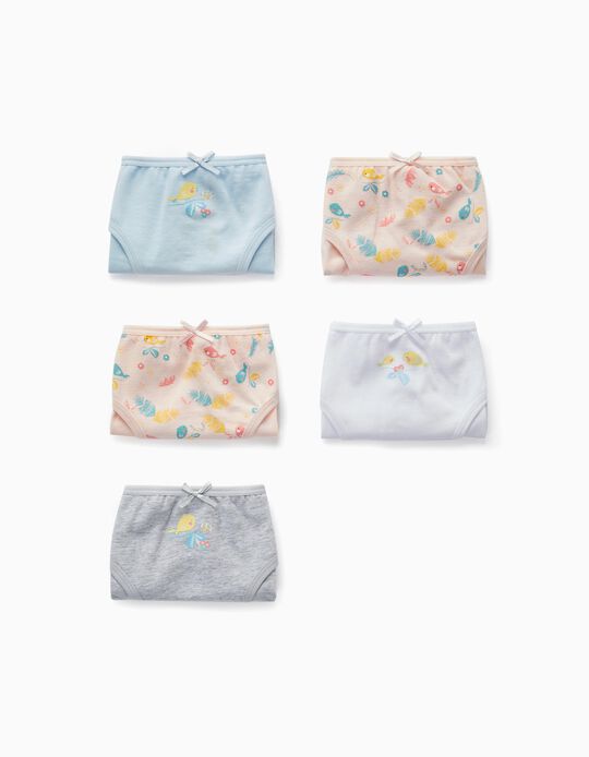 5 Pairs of Briefs for Girls 'Nature', Multicoloured