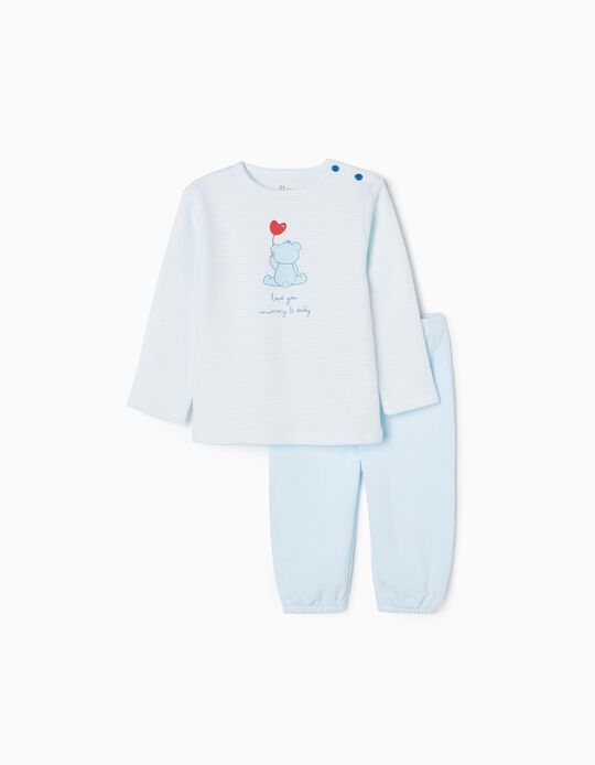 Pijama de Algodón para Bebé Niño 'Mummy & Daddy', Blanco/Azul