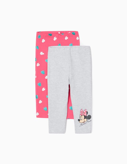 2 Leggings for Baby Girls 'Minnie', Pink/Grey