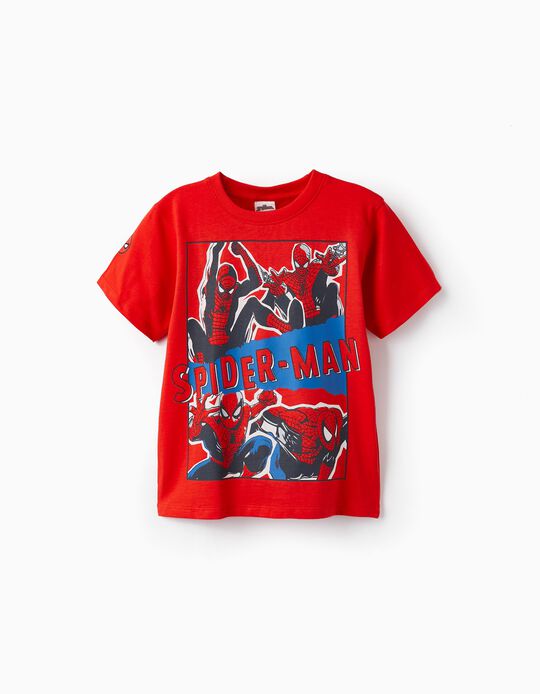 T-Shirt em Algodão para Menino 'Homem-Aranha', Vermelho