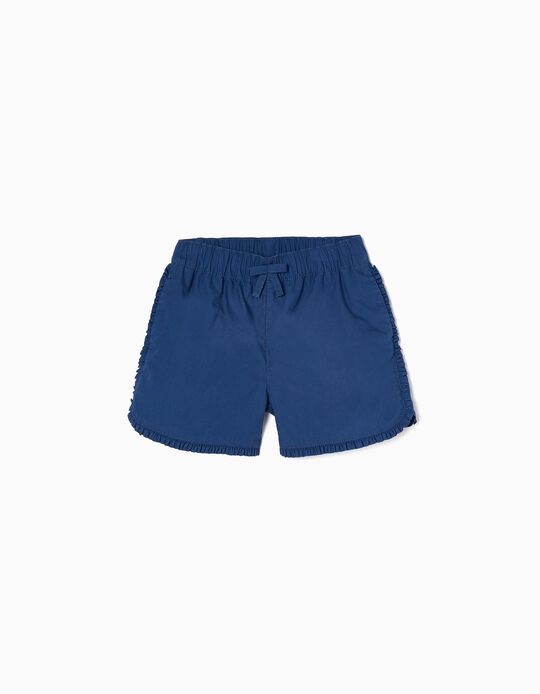 Shorts with Frills for Girls, Dark Blue