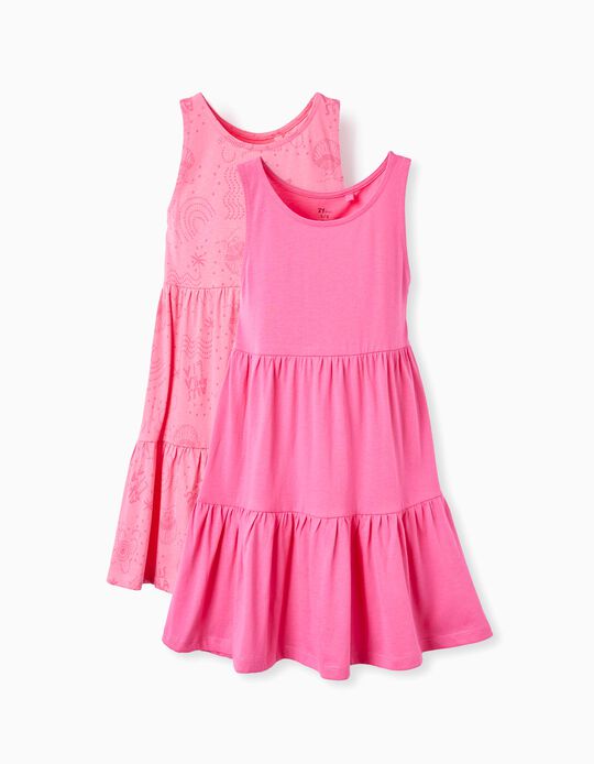 2 Cotton Dresses for Girls, Pink