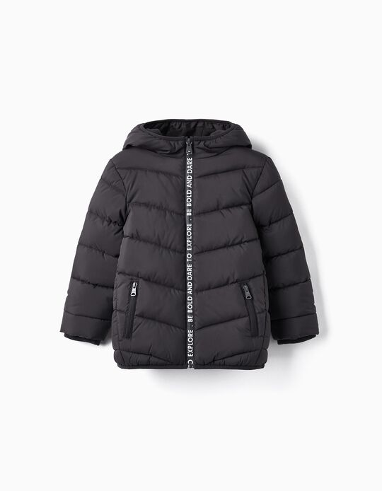 Padded Puffer Jacket for Boys 'Dare to Explore', Dark Grey