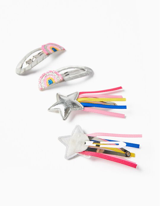 4 Hair Pins for Babies and Girls 'Rainbow', Multicoloured