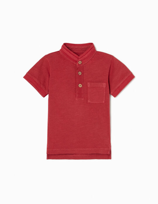 Polo with Mao Collar for Baby Boys, Red