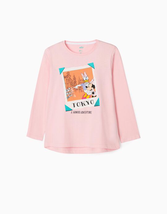 T-Shirt de Manga Comprida para Menina 'Minnie in Tokyo', Rosa