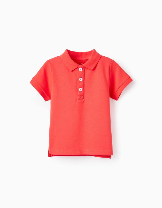 Short Sleeve Cotton Piqué Polo for Baby Boys, Red