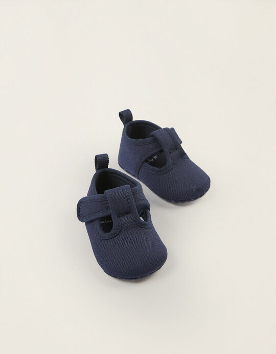 Fabric Shoes for Newborn Baby Boys, Dark Blue