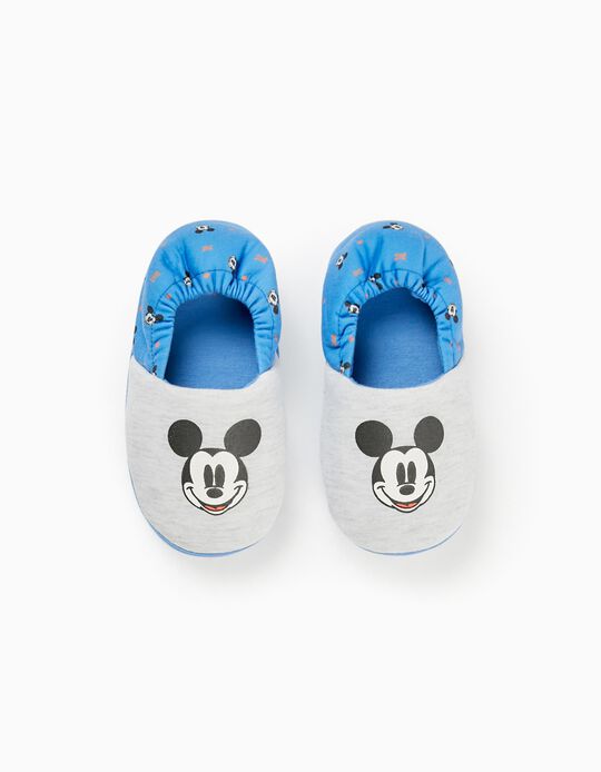 Fabric Slippers for Boys 'Mickey', Grey/Blue