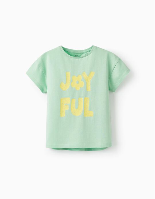 T-Shirt de Manga Curta para Menina 'Joyful', Verde