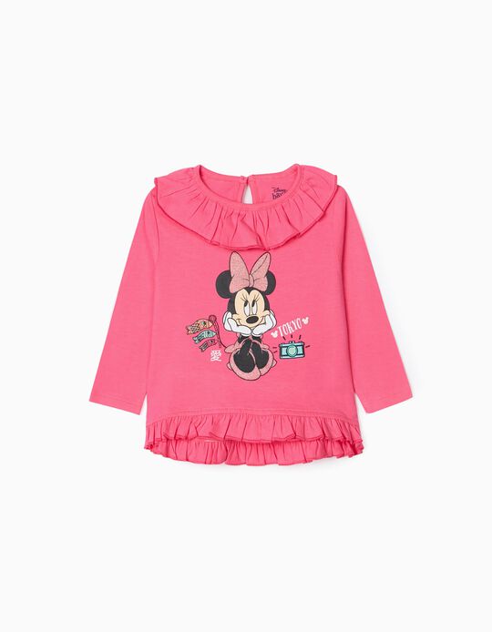 T-Shirt Manches Longues Bébé Fille 'Minnie in Tokyo', Rose