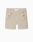 Twill Chino Shorts for Baby Boys, Beige