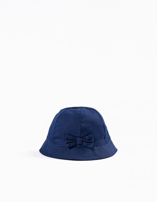 Twill Hat with Bow for Girls, Dark Blue