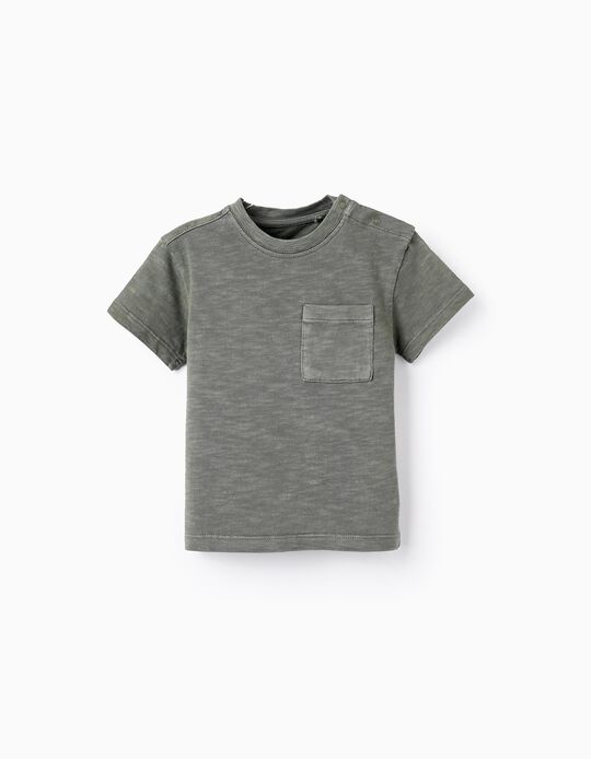 Comprar Online T-shirt de Algodão Com Bolso para Bebé Menino, Verde
