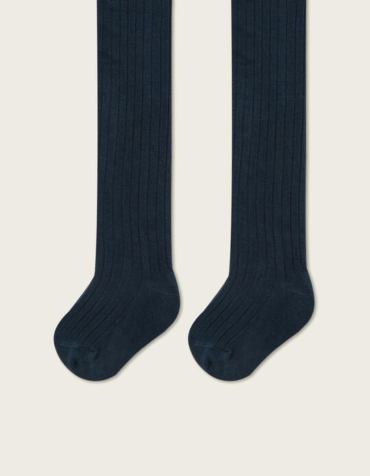 Ribbed Tights for Baby, Dark Blue