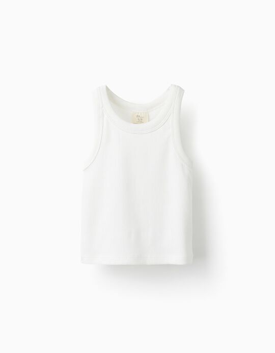 T-Shirt Canelada para Menina, Branco