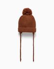 Knitted Beanie with Ear Flaps for Baby Boy, Brown
