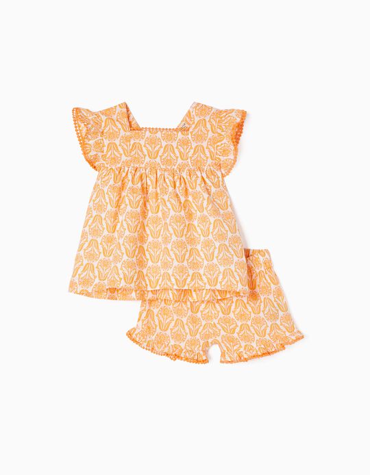 Vestido + Shorts de Algodón para Bebé Niña 'You&Me', Naranja