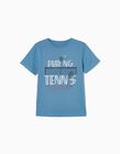 T-shirt de Algodão para Menino 'Tennis', Azul