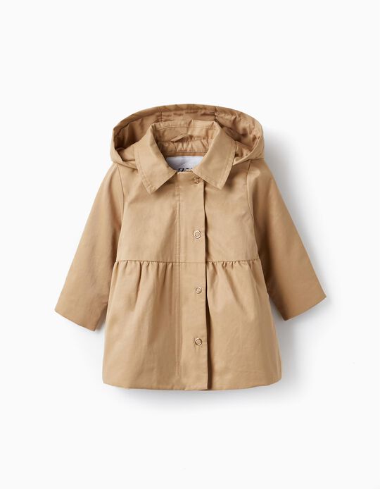 Hooded Jacket for Baby Girls, Beige
